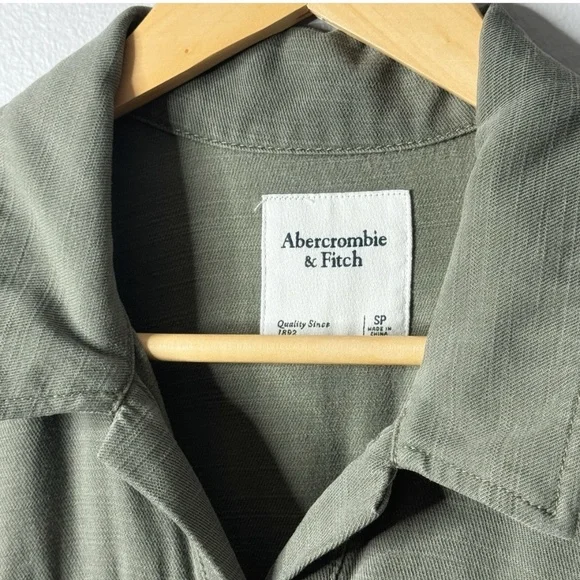 Abercrombie & Fitch Petite Utility Jumpsuit Military Green Cotton Long Sleeve - Picture 8 of 16
